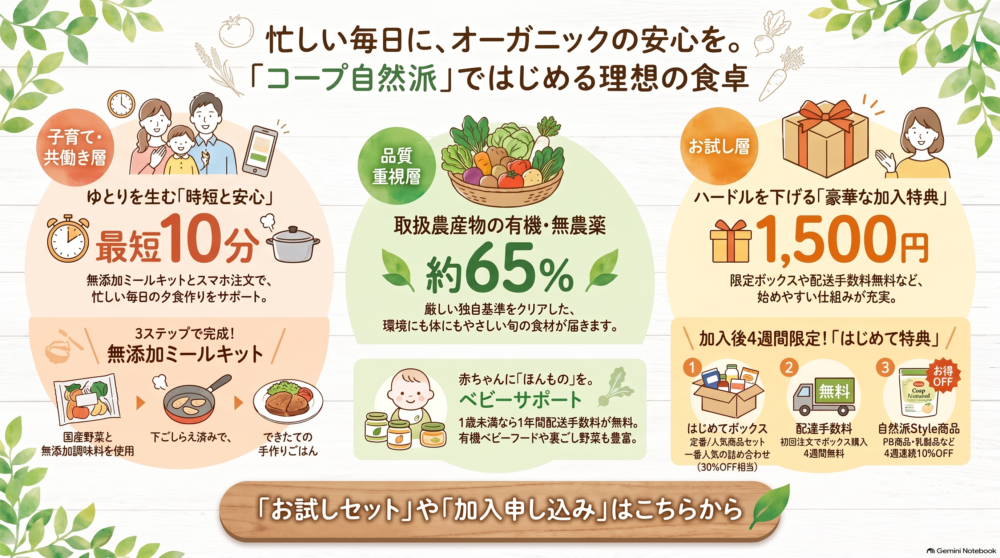 忙しい毎日にゆとりを！コープ自然派